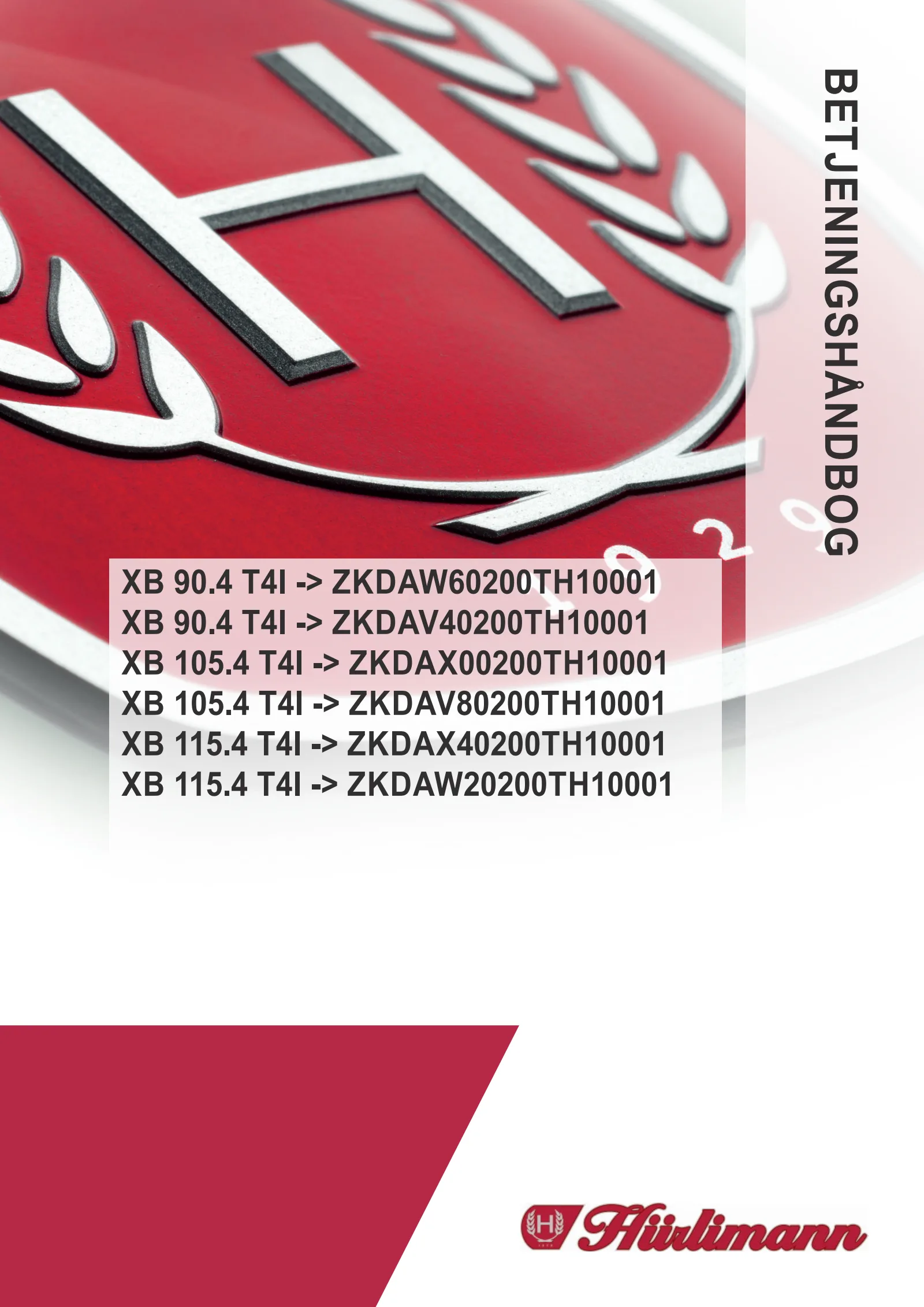 Betjeningshåndbog: XB 90.4 T4i → ZKDAW60200TH10001
