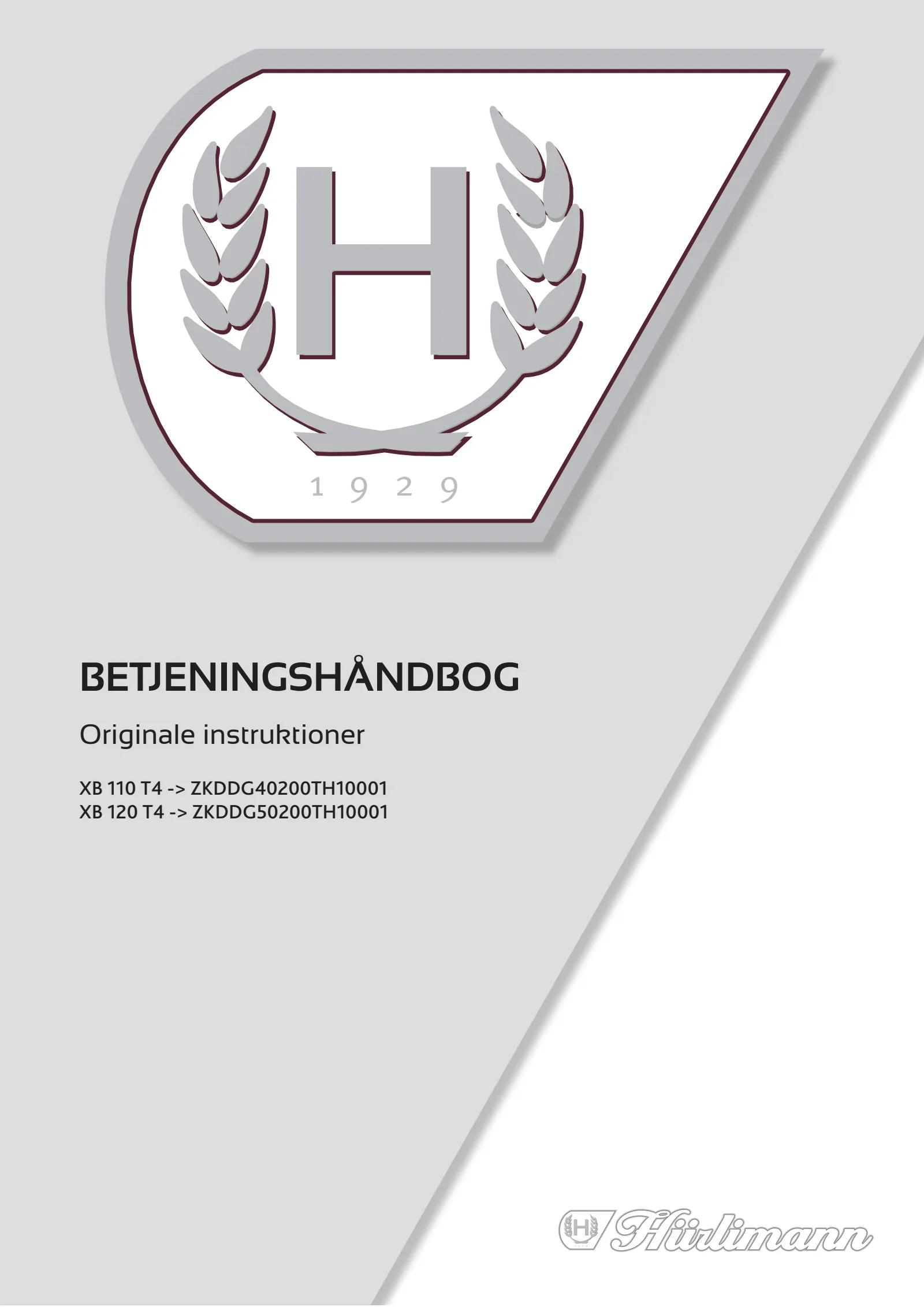 Betjeningshåndbog: XB 110 T4 → ZKDDG40200TH10001