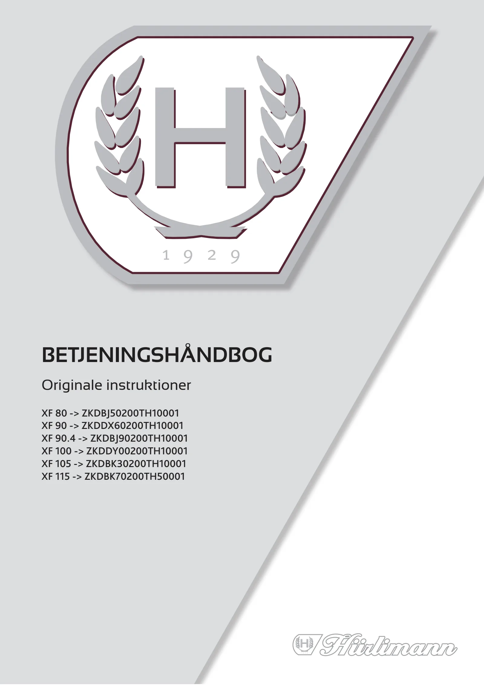 Betjeningshåndbog: XF 80 → ZKDBJ50200TH10001