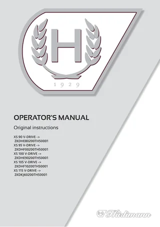 Operator's manual: XS 90 V-DRIVE → ZKDHE80200TH50001 – manual cover