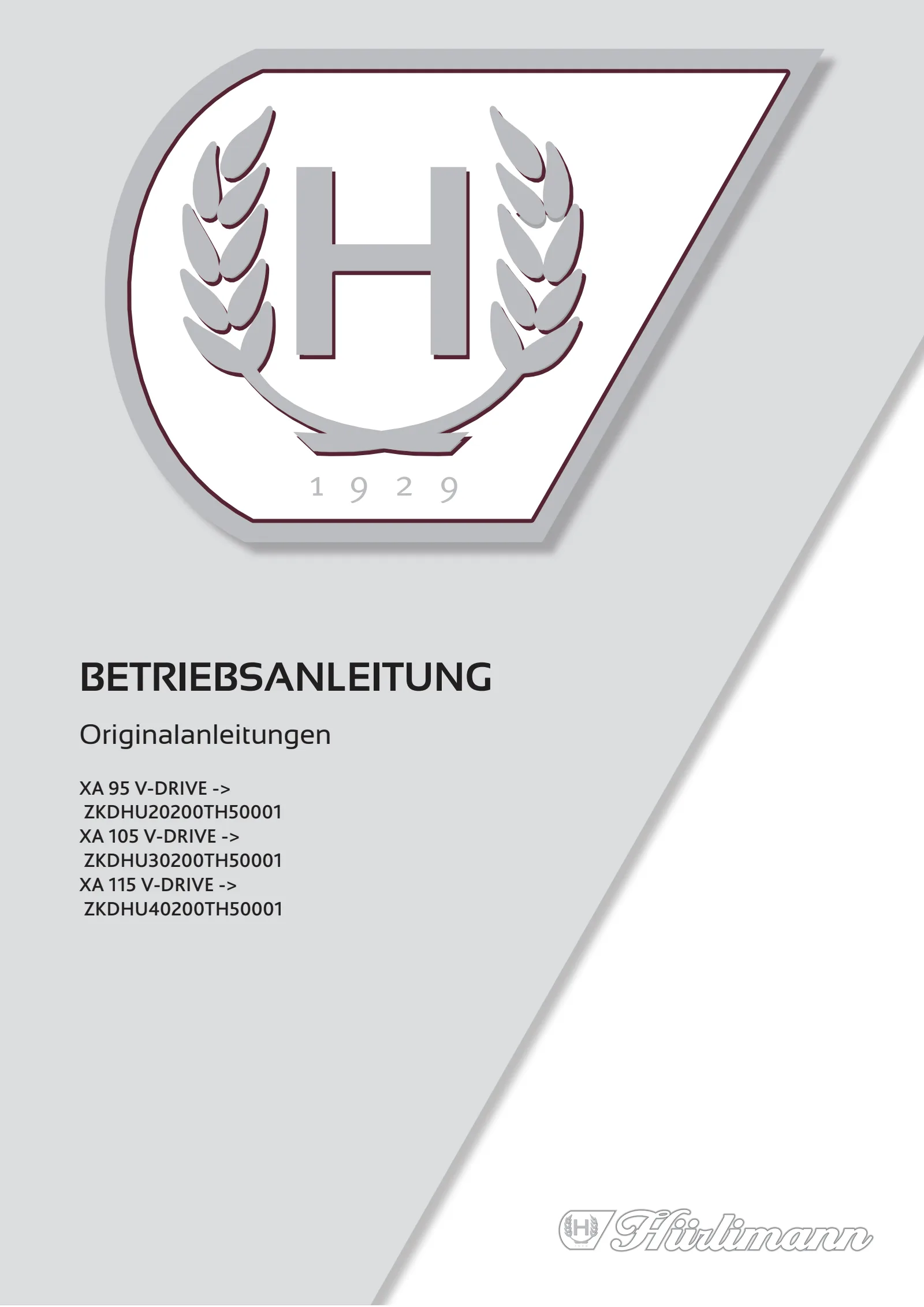 Betriebsanleitung: XA 95 V-DRIVE → ZKDHU20200TH50001