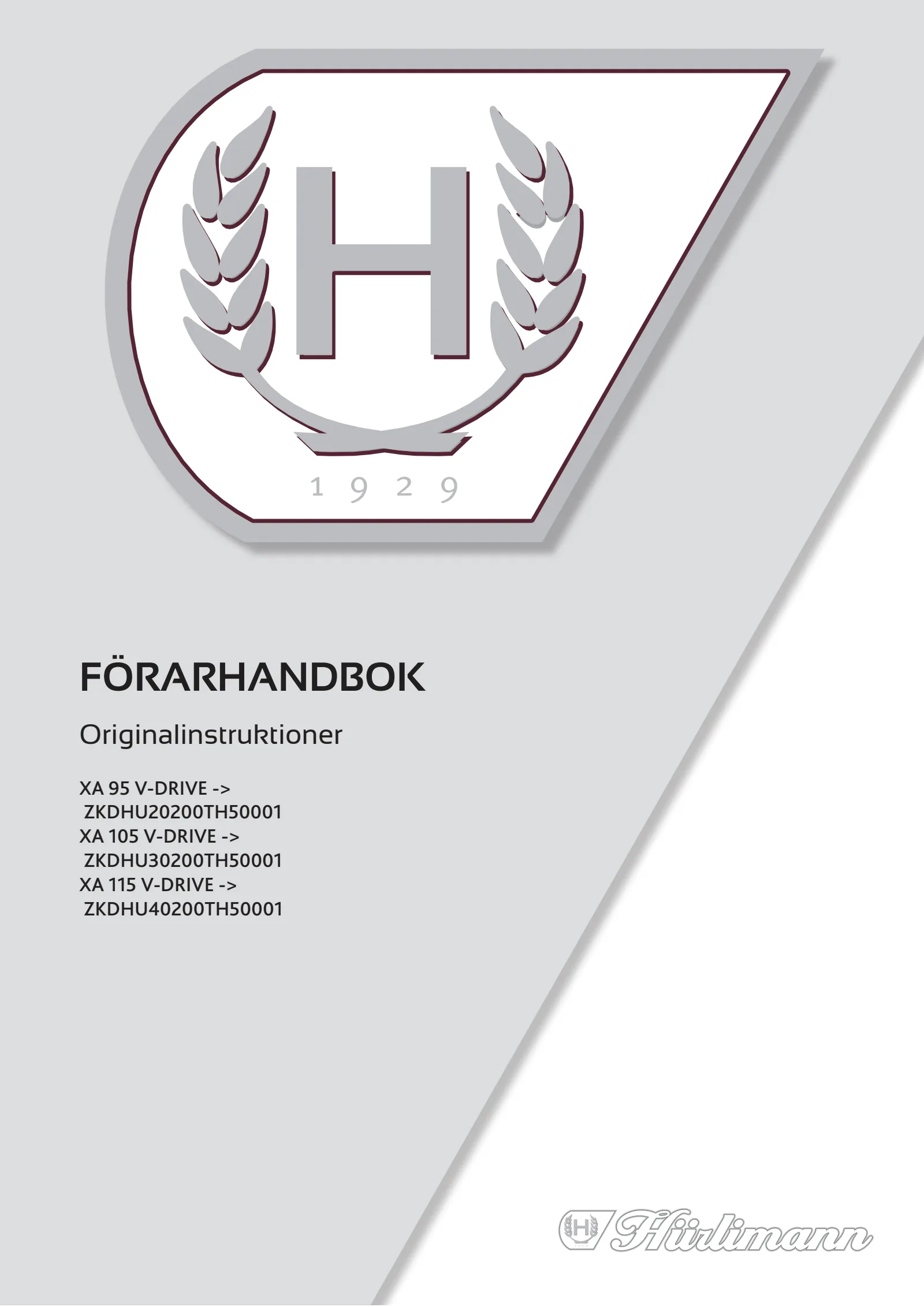Förarhandbok: XA 95 V-DRIVE → ZKDHU20200TH50001