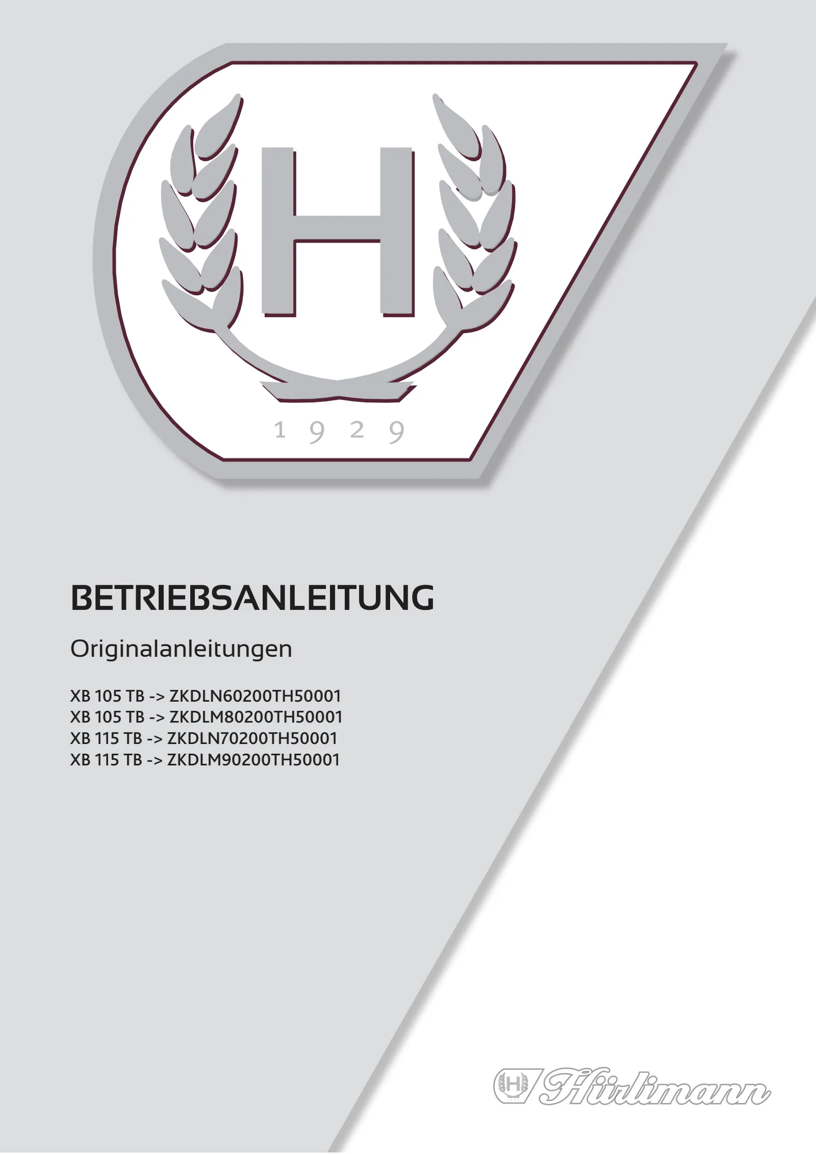 Betriebsanleitung: XB 105 TB → ZKDLN60200TH50001