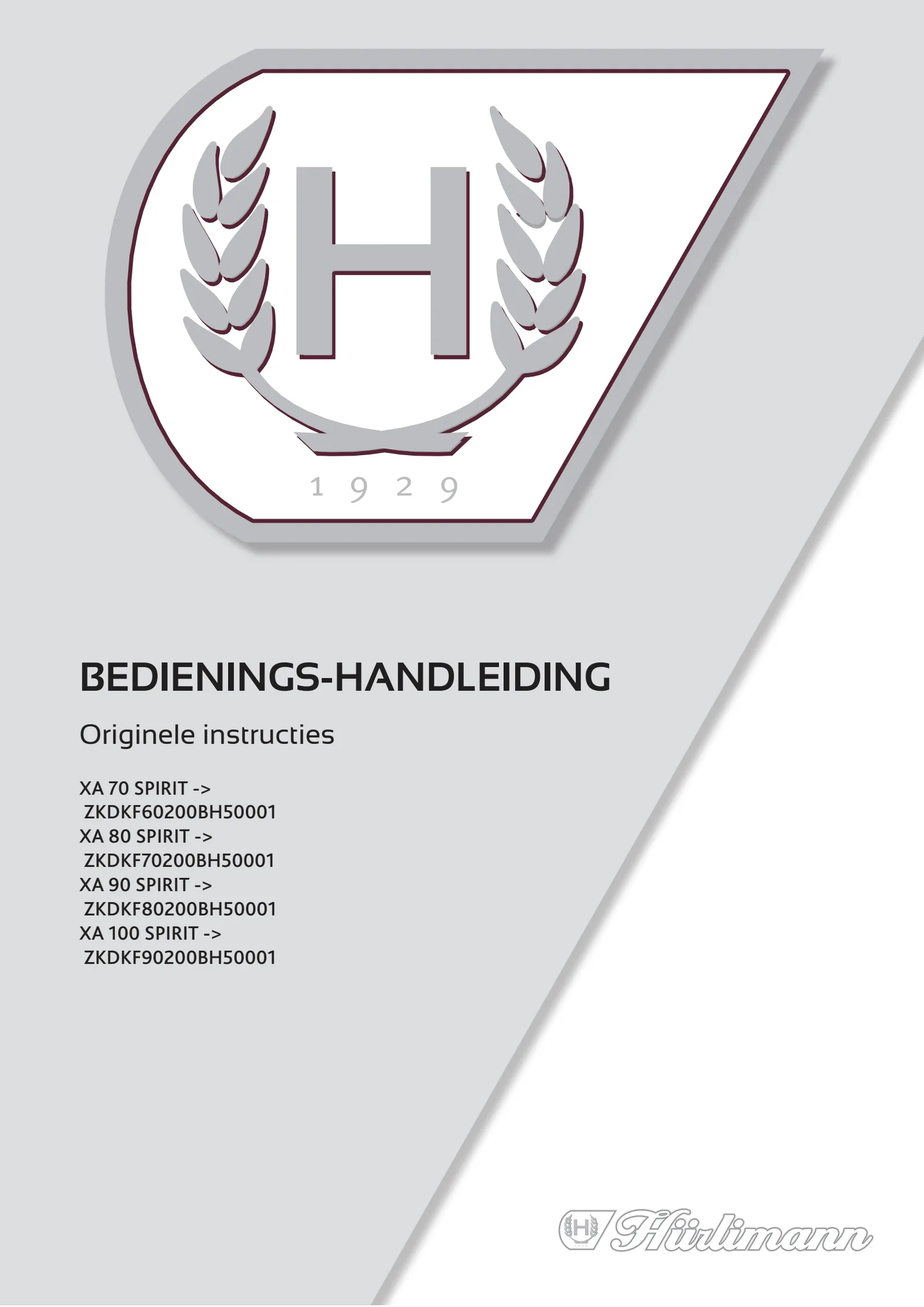 Bedieningshandleiding: XA 70 SPIRIT → ZKDKF60200BH50001