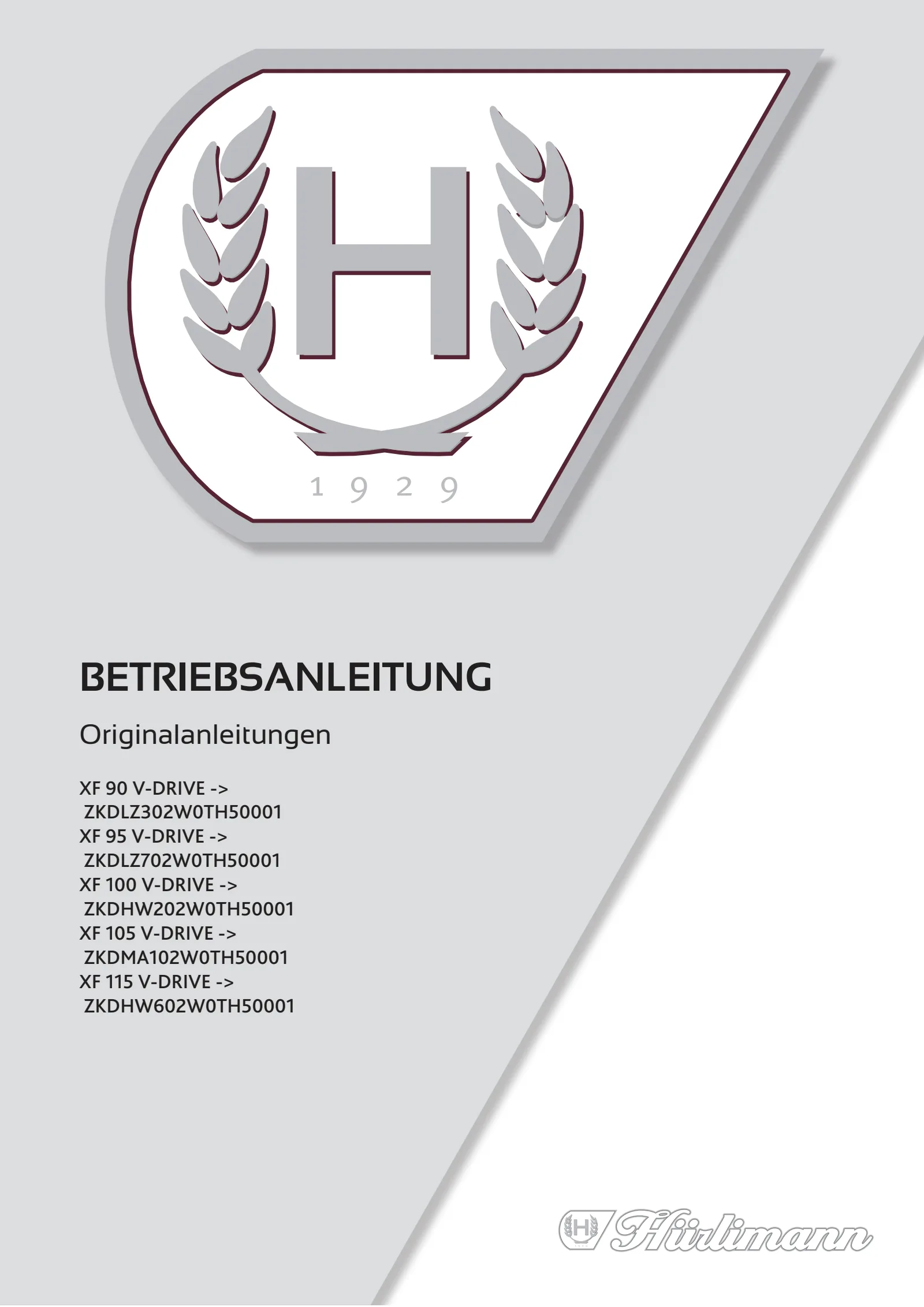 Betriebsanleitung: XF 90 V-DRIVE → ZKDLZ302W0TH50001