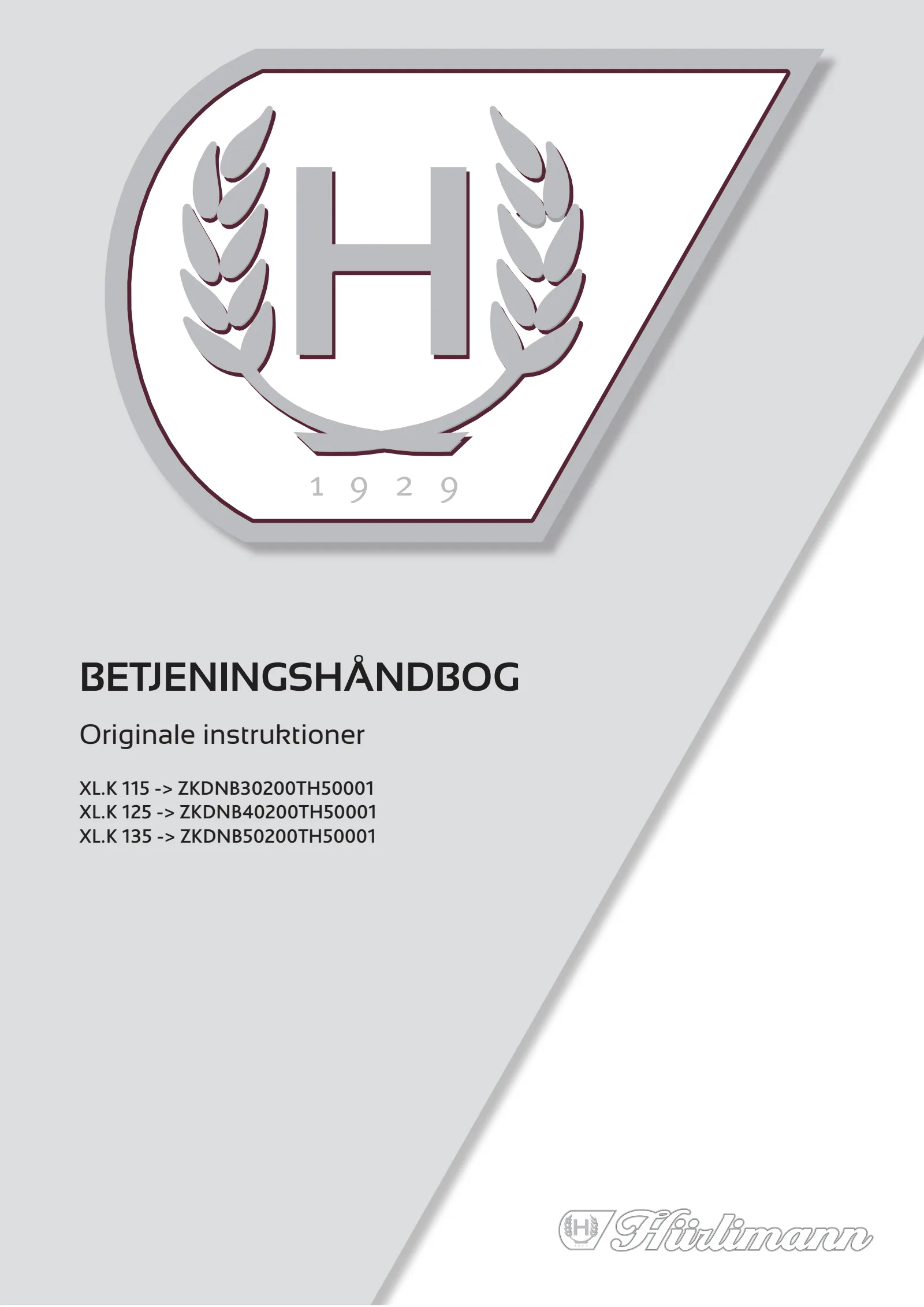Betjeningshåndbog: XL.K 115 → ZKDNB30200TH50001