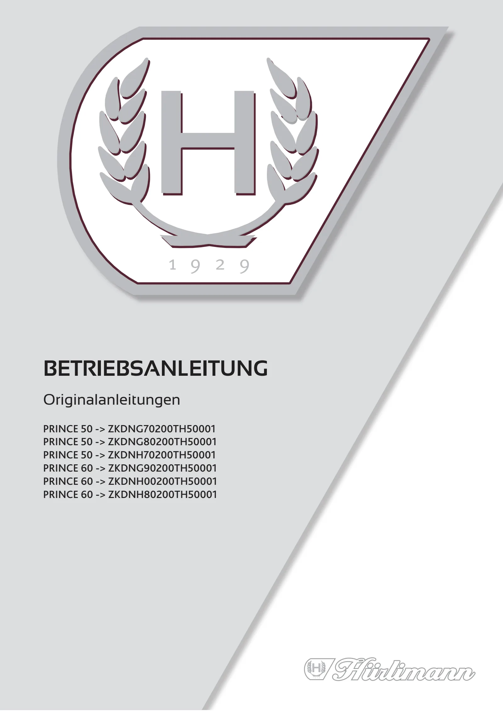 Betriebsanleitung: PRINCE 50 → ZKDNG70200TH50001