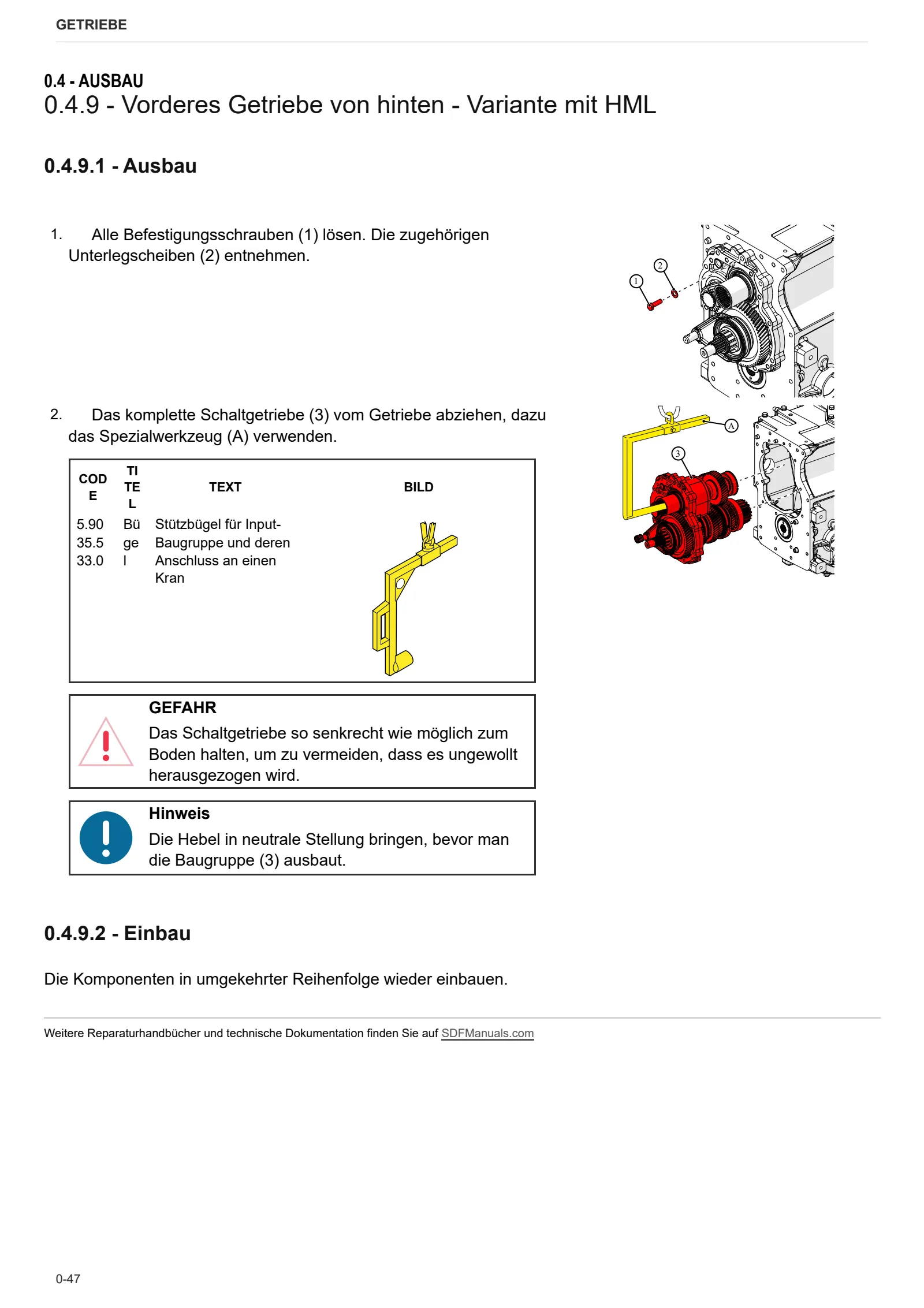 Werkstatthandbuch: SDF T5400 PS – sample manual page 1
