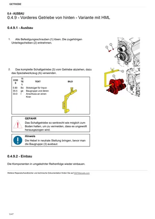 Werkstatthandbuch: SDF T5400 PS – sample manual page 1