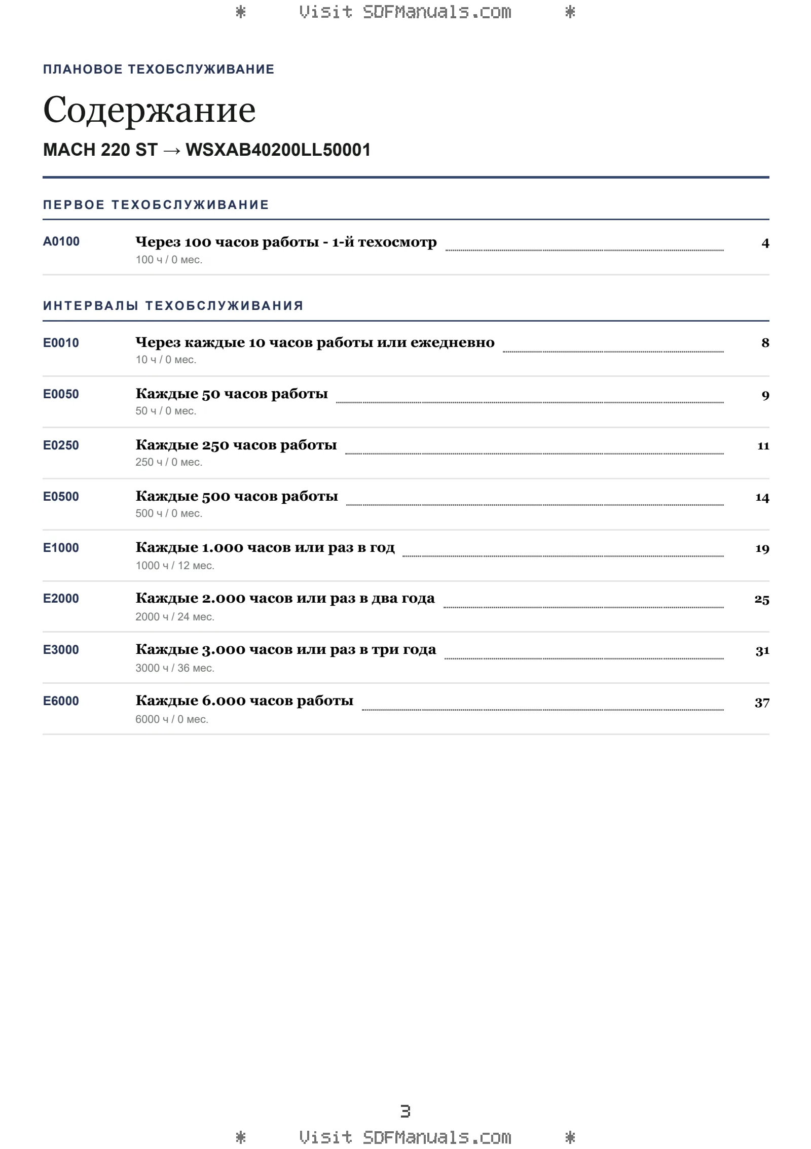 Плановое техобслуживание: MACH 220 ST → WSXAB40200LL50001 – maintenance schedule sample