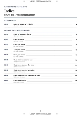 Mantenimiento programado: SPARK 215 → WSXCC70200LL50001 – maintenance schedule sample