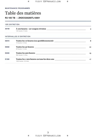 Maintenance programmée: R3 105 TB → ZKDCS30200TL10001 – maintenance schedule sample