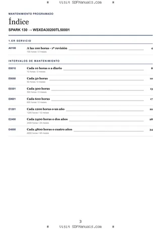 Mantenimiento programado: SPARK 130 → WSXDA30200TL50001 – maintenance schedule sample