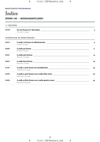 Manutenção programada: SPARK 140 → WSXDA40200TL50001 – maintenance schedule sample