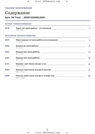 Плановое техобслуживание: Spire 100 Trend → ZKDDC20200BL50001 – maintenance schedule sample