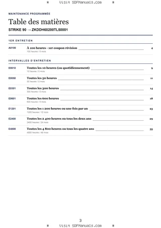 Maintenance programmée: STRIKE 90 → ZKDDH60200TL50001 – maintenance schedule sample