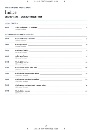 Mantenimiento programado: SPARK 155 G → WSXDU70200LL10001 – maintenance schedule sample
