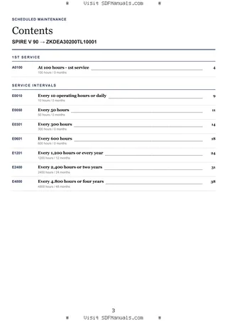 Scheduled Maintenance: SPIRE V 90 → ZKDEA30200TL10001 – maintenance schedule sample
