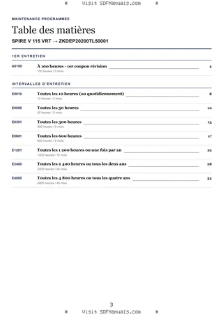 Maintenance programmée: SPIRE V 115 VRT → ZKDEP20200TL50001 – maintenance schedule sample