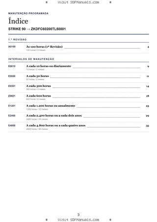 Manutenção programada: STRIKE 90 → ZKDFC60200TL50001 – maintenance schedule sample