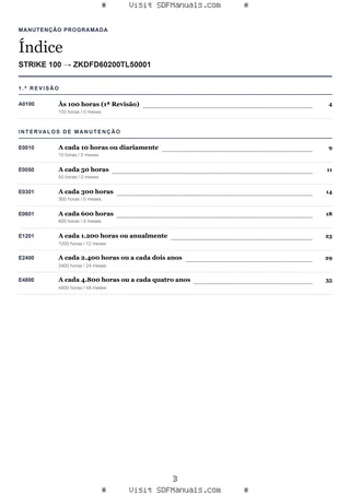 Manutenção programada: STRIKE 100 → ZKDFD60200TL50001 – maintenance schedule sample
