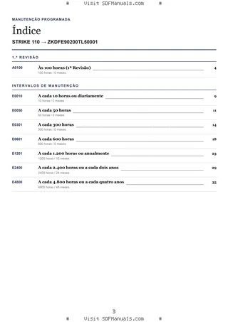 Manutenção programada: STRIKE 110 → ZKDFE90200TL50001 – maintenance schedule sample