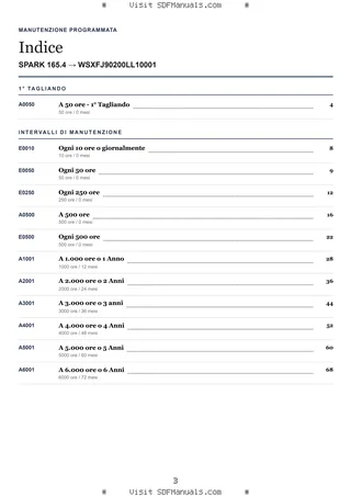 Manutenzione programmata: SPARK 165.4 → WSXFJ90200LL10001 – maintenance schedule sample