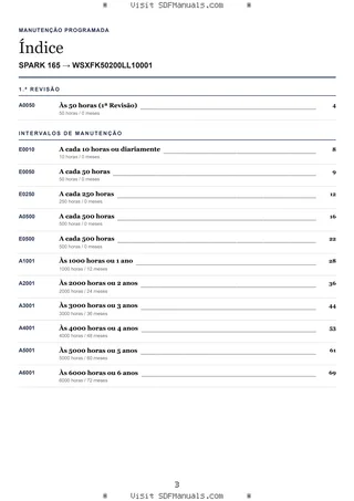 Manutenção programada: SPARK 165 → WSXFK50200LL10001 – maintenance schedule sample