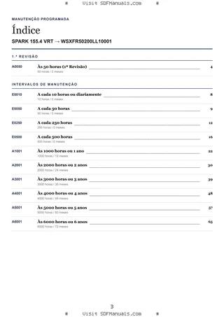 Manutenção programada: SPARK 155.4 VRT → WSXFR50200LL10001 – maintenance schedule sample