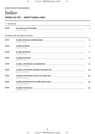 Manutenção programada: SPARK 215 VRT → WSXFT10200LL10001 – maintenance schedule sample