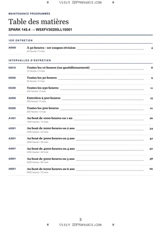 Maintenance programmée: SPARK 145.4 → WSXFV30200LL10001 – maintenance schedule sample