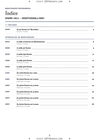 Manutenção programada: SPARK 145.4 → WSXFV30200LL10001 – maintenance schedule sample