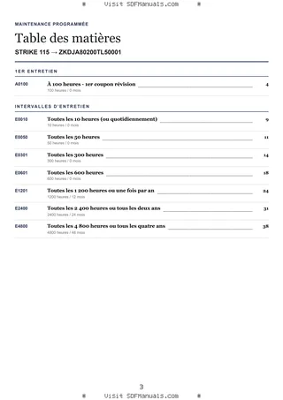 Maintenance programmée: STRIKE 115 → ZKDJA80200TL50001 – maintenance schedule sample