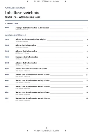 Planmäßige Wartung: SPARK 170 → WSXJN70200LL10001 – maintenance schedule sample