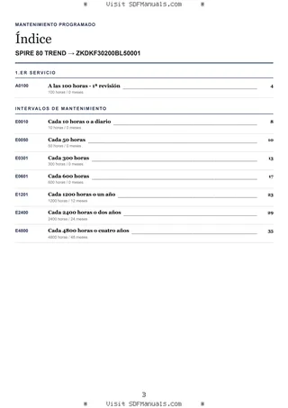 Mantenimiento programado: SPIRE 80 TREND → ZKDKF30200BL50001 – maintenance schedule sample