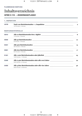 Planmäßige Wartung: SPIRE S 115 → ZKDKR90200TL50001 – maintenance schedule sample