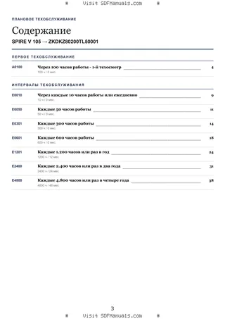 Плановое техобслуживание: SPIRE V 105 → ZKDKZ80200TL50001 – maintenance schedule sample