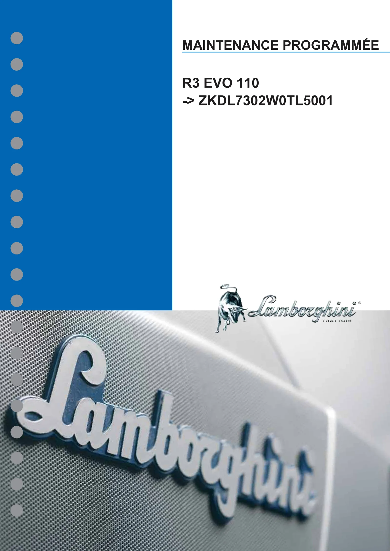 Maintenance programmée: R3 EVO 110 → ZKDL7302W0TL5001 – maintenance schedule cover