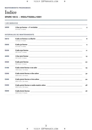 Mantenimiento programado: SPARK 185 G → WSXLF70200LL10001 – maintenance schedule sample