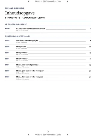 Gepland onderhoud: STRIKE 105 TB → ZKDLN40200TL50001 – maintenance schedule sample