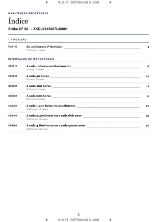 Manutenção programada: Strike CF 90 → ZKDLY61500TL50001 – maintenance schedule sample