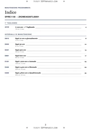 Manutenzione programmata: SPIRE V 80 → ZKDME40200TL50001 – maintenance schedule sample
