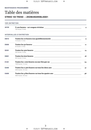 Maintenance programmée: STRIKE 105 TREND → ZKDMU902W0BL50001 – maintenance schedule sample