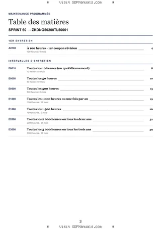 Maintenance programmée: SPRINT 60 → ZKDNG50200TL50001 – maintenance schedule sample