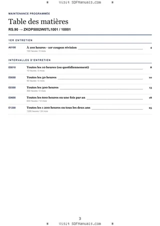 Maintenance programmée: RS.90 → ZKDP5002W0TL1001 / 10001 – maintenance schedule sample