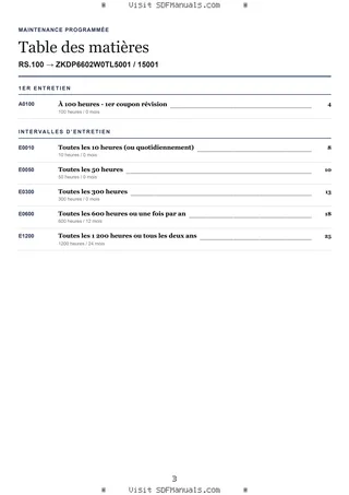 Maintenance programmée: RS.100 → ZKDP6602W0TL5001 / 15001 – maintenance schedule sample