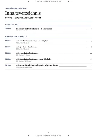 Planmäßige Wartung: CF.100 → ZKDR76..C0TL2001 / 3001 – maintenance schedule sample