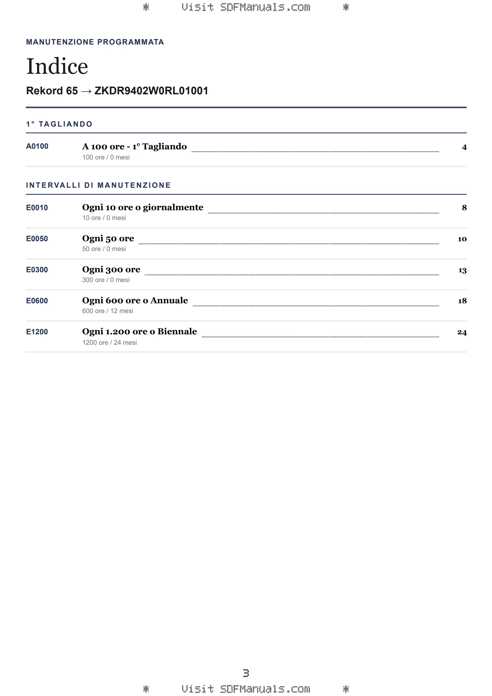 Manutenzione programmata: Rekord 65 → ZKDR9402W0RL01001 – maintenance schedule sample