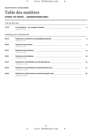 Maintenance programmée: STRIKE 105 TREND → NNZRB302W0BL50001 – maintenance schedule sample