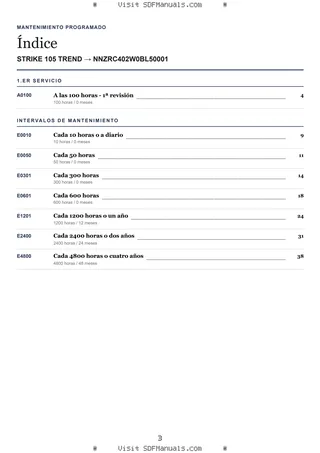 Mantenimiento programado: STRIKE 105 TREND → NNZRC402W0BL50001 – maintenance schedule sample